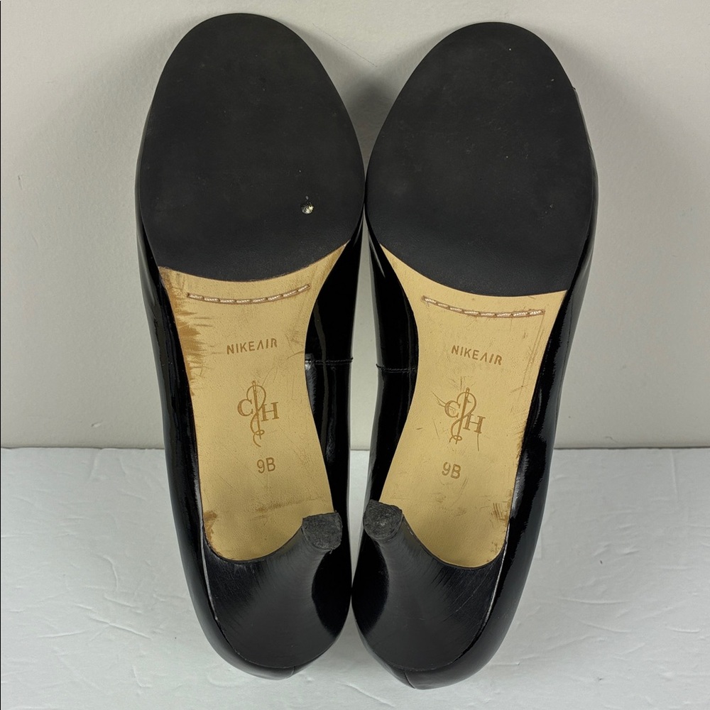 Cole Haan Black Patent Peep-Toe Heels Nike Colab 9B Classic Pumps Work Party - Picture 9 of 9